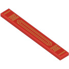 LEGO Red Tile 1 x 8 with Gold Decorated Banner Sticker (4162)