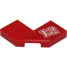LEGO rouge Tuile 2 x 2 Coin avec Cutouts avec '12' (La gauche) Autocollant (27263)