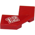 LEGO Red Tile 2 x 2 Corner with Cutouts with '12' (Right) Sticker (27263)