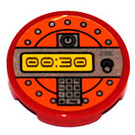 LEGO Rood Tegel 2 x 2 Ronde met 00:30 Detonator Keypad Sticker met "X"-vormige Onderzijde (4150)