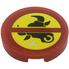 LEGO rouge Tuile 2 x 2 Rond avec Noir Bull Diriger sur Jaune Background Autocollant avec porte-goujon inférieur (14769)