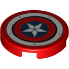 LEGO Red Tile 2 x 2 Round with Captain America Decoration with Bottom Stud Holder (14769 / 74351)