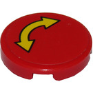 LEGO Red Tile 2 x 2 Round with Curved Double Arrow Sticker with "X" Bottom (4150)