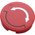 LEGO Red Tile 2 x 2 Round with Double Curved Arrow Sticker with Bottom Stud Holder (14769)