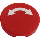LEGO Red Tile 2 x 2 Round with double white arrows Sticker with Bottom Stud Holder (14769)
