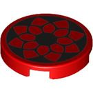 LEGO Red Tile 2 x 2 Round with Geometric with Bottom Stud Holder (14769 / 26533)