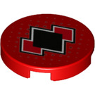 LEGO rot Fliese 2 x 2 Runden mit rot und Schwarz mit unterem Bolzenhalter (14769 / 33403)