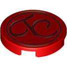 LEGO Red Tile 2 x 2 Round with TC script with Bottom Stud Holder (38996 / 78192)