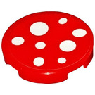 LEGO Red Tile 2 x 2 Round with White Dots on Red (Salami) Sticker with Bottom Stud Holder (14769)