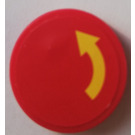 LEGO Red Tile 2 x 2 Round with Yellow Arrow anticlockwise on red Sticker with Bottom Stud Holder (14769)