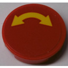 LEGO Red Tile 2 x 2 Round with Yellow Curved Arrow Double Sticker with Bottom Stud Holder (14769)