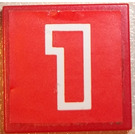 LEGO Red Tile 2 x 2 with '1' Sticker with Groove (3068)