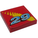 LEGO Red Tile 2 x 2 with "29" Sticker with Groove (3068)