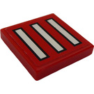 LEGO rot Fliese 2 x 2 mit Bars Aufkleber mit Nut (3068)