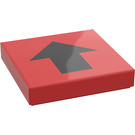 LEGO rot Fliese 2 x 2 mit Schwarz Pfeil mit Nut (3068)