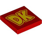 LEGO Red Tile 2 x 2 with "DK" with Groove (3068 / 103784)