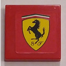 LEGO Red Tile 2 x 2 with Ferrari Logo Sticker with Groove (3068)