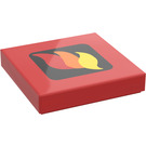 LEGO Rot Fliese 2 x 2 mit Feuer Logo mit Nut (3068)