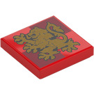 LEGO Rød Tile 2 x 2 med Gryffindor Symbol med Rille (3068 / 106249)