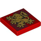 LEGO Red Tile 2 x 2 with Gryffindor Symbol with Groove (3068 / 106249)