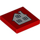 LEGO Red Tile 2 x 2 with House with Groove (3068 / 87538)