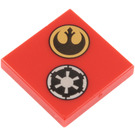 LEGO Red Tile 2 x 2 with Imperial and Rebel Logo with Groove (3068 / 73953)