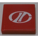 LEGO Red Tile 2 x 2 with 'LT' Racing Logo Sticker with Groove (3068)