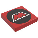 LEGO Red Tile 2 x 2 with M-Tron Logo with Groove (3068)