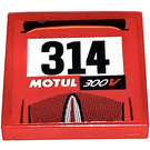 LEGO Red Tile 2 x 2 with No.314 and MOTUL 300V Sticker with Groove (3068)