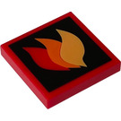 LEGO Rood Tegel 2 x 2 met Rood Oranje en Geel Flames Patroon met groef (3068 / 52685)