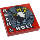 LEGO Red Tile 2 x 2 with Rock and Roll Pattern with Groove (3068 / 37185)