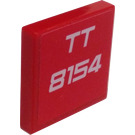 LEGO Rood Tegel 2 x 2 met TT 8154 Sticker met groef (3068)