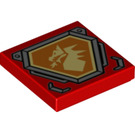 LEGO Red Tile 2 x 2 with Yellow Dragon, Orange Hexagon with Groove (3068 / 29061)