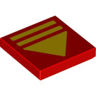 LEGO Red Tile 2 x 2 with Yellow Lines and Triangle with Groove (3068 / 67788)