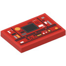 LEGO Red Tile 2 x 3 with Batcave Computer Bank Sticker (26603)