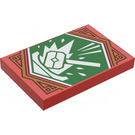 LEGO Red Tile 2 x 3 with Green and White Hammer and Anvil (26603 / 101633)