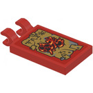 LEGO Red Tile 2 x 3 with Horizontal Clips (Thick Open 'O' Clips) with Red Son’s Stall Sign
