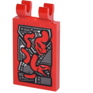 LEGO Red Tile 2 x 3 with Horizontal Clips with Armor, Snakes Sticker (Thick Open 'O' Clips) (30350)