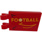LEGO Red Tile 2 x 3 with Horizontal Clips with Bright light Orange 'FOOTBALL' Sticker (Thick Open 'O' Clips) (30350)