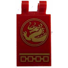 LEGO rouge Tuile 2 x 3 avec Horizontal Clips avec Gold Dragon La gauche Autocollant (Clips inclinés) (30350)