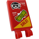 LEGO rot Fliese 2 x 3 mit Horizontal Clips mit 'SALE', Helm und Snowboards Aufkleber (Dick geöffnete O-Clips) (30350)