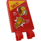 LEGO Red Tile 2 x 3 with Horizontal Clips with 'SALE!', Ski Hat and Snowshoe Sticker (Thick Open 'O' Clips) (30350)