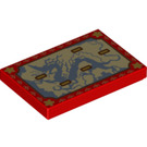 LEGO Red Tile 2 x 3 with Map of Kumandra  (26603)