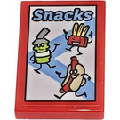 LEGO Rood Tegel 2 x 3 met Snacks Sticker (26603)