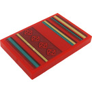 LEGO Red Tile 2 x 3 with Striped Rug Sticker (26603)
