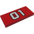 LEGO Red Tile 2 x 4 with '01' Sticker (87079)