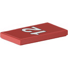 LEGO Red Tile 2 x 4 with '12' Sticker (87079)