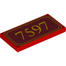 LEGO Red Tile 2 x 4 with '7597' (87079 / 90843)