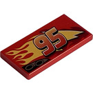 LEGO Punainen Laatta 2 x 4 jossa ‘95’, Lightning, Flames, Exhaust Pipes (Oikein) (33318 / 87079)