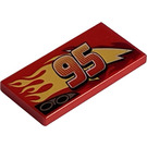 LEGO Red Tile 2 x 4 with ‘95’, Lightning, Flames, Exhaust Pipes (Right) (33318 / 87079)